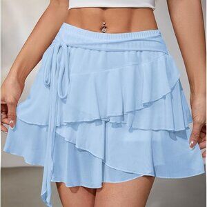 💙 Layered Ruffle Mesh Mini Skort | XS | Balletcore Y2K